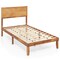 Rustic Golden Brown Acacia Wood MDF Platform Bed Frame with Headboard and Under-Bed Storage